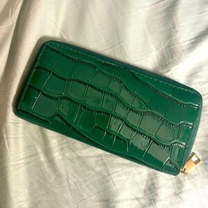 Green and gold Crocodile-Embossed Women's Wallet
